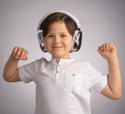 Boy wearing BuddyPhones Guardian earmuffs