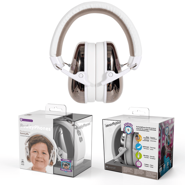 Pink BuddyPhones Guardian kids earmuffs hearing protection 